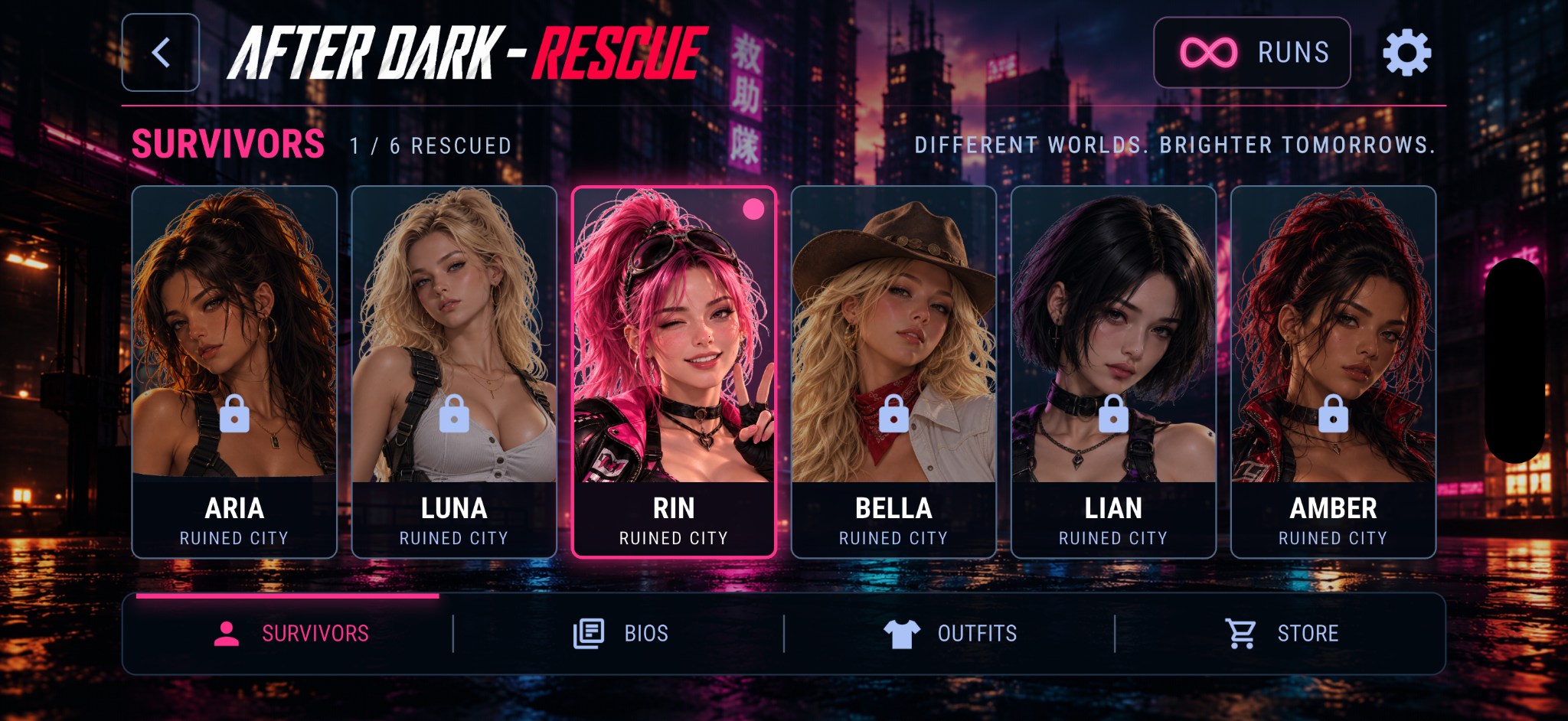 After Dark Rescue survivor character selection